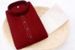 Men’s Festive Embroidered Kurta (Maroon/Red) - Image 3
